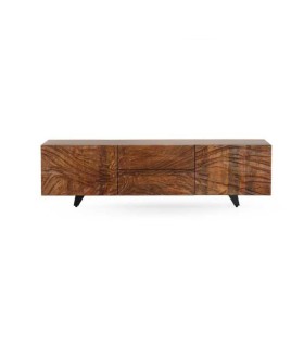 Mesa TV de Madera Maciza de Mango con Relieve Tikal