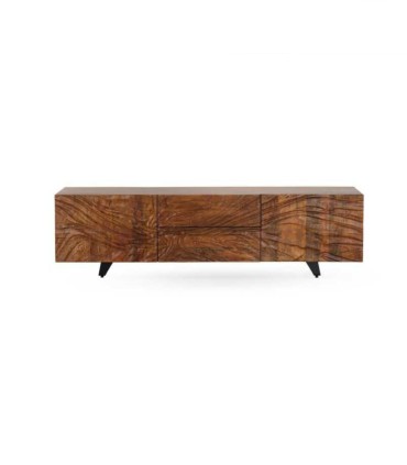 Mesa TV de Madera Maciza de Mango con Relieve Tikal