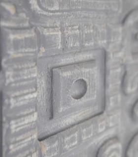 Mueble TV de Madera Maciza de Mango Tallado Gris Siena