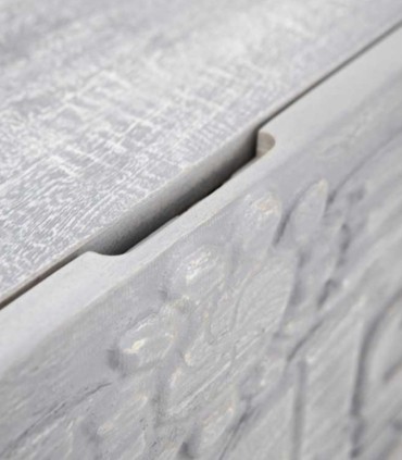 Mueble TV de Madera Maciza de Mango Tallado Gris Siena