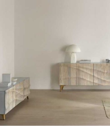 Mueble TV de Madera Maciza de Mango Tallado Vega