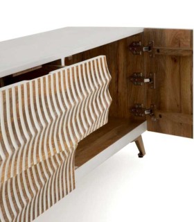Mueble TV de Madera Maciza de Mango Tallado Vega