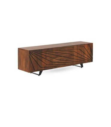 Mueble TV de Madera de Mango Con Tallado Geométrico Dante