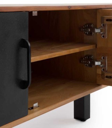 Mueble TV de Madera y Negro Industrial Moderno Kronos
