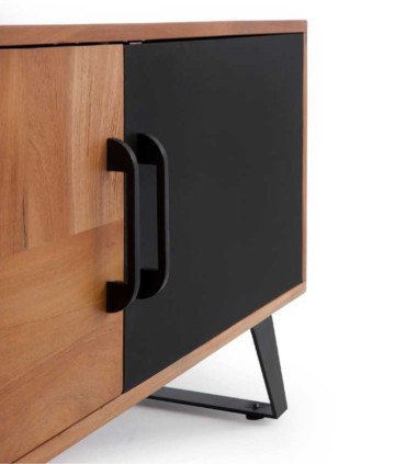 Mueble TV de Madera y Negro Industrial Moderno Kronos