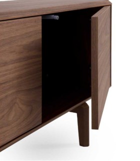 Mueble TV Chapado en Nogal Natural de Diseño Moderno con 4 Puertas Cassian