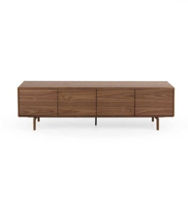 Mueble TV Chapado en Nogal Natural de Diseño Moderno con 4 Puertas Cassian