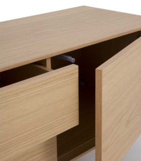 Mueble TV Roble Natural Moderno con 2 Puertas y 2 Cajones Essence