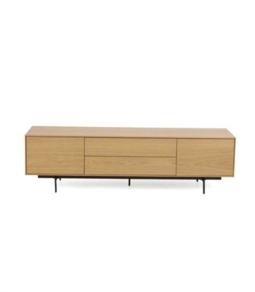 Mueble TV Roble Natural Moderno con 2 Puertas y 2 Cajones Essence