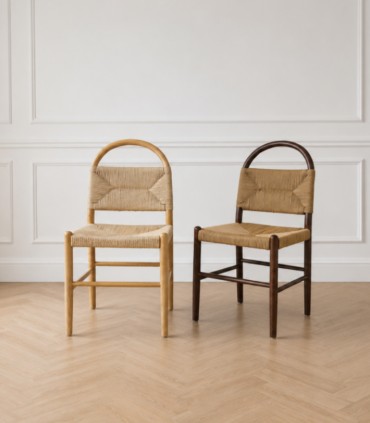 Silla de Madera de Fresno con Asiento Trenzado de Cuerda Natural Einar