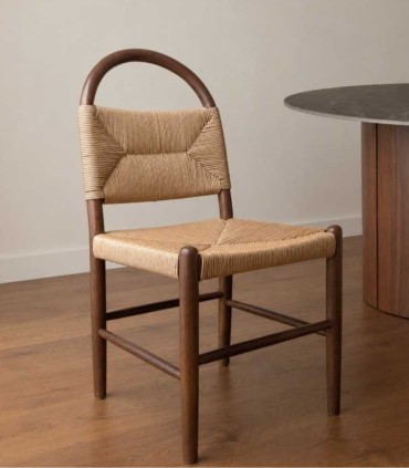 Silla de Madera de Fresno con Asiento Trenzado de Cuerda Natural Einar