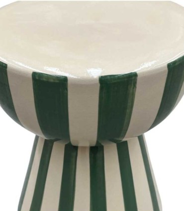 Taburete de Cerámica con Líneas Verticales Decorativas Lorcan de Ambar Muebles