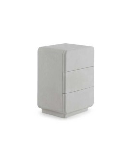 Mesita de Noche Blanca de Microcemento con 3 Cajones Nuala
