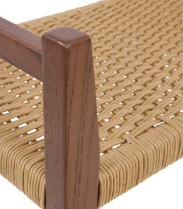 Banqueta de Madera de Fresno con Asiento Trenzado de Cuerda Natural Nuadan