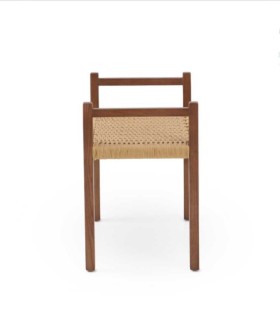 Banqueta de Madera de Fresno con Asiento Trenzado de Cuerda Natural Nuadan