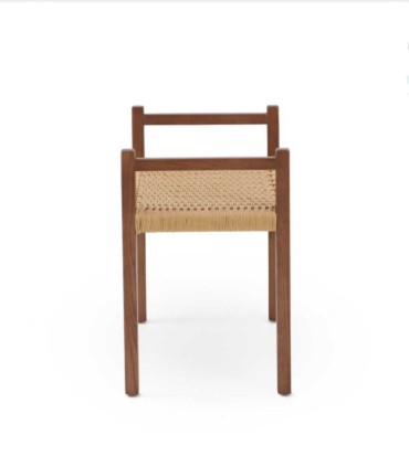 Banqueta de Madera de Fresno con Asiento Trenzado de Cuerda Natural Nuadan
