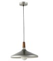 Lámpara Colgante Metálica Gris con Detalle en Madera Ronan