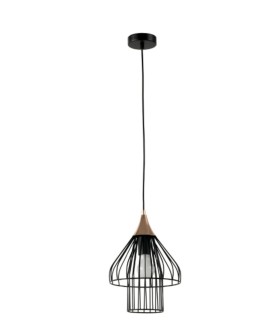Lámpara Colgante Industrial Negra Diseño Jaula Avalon