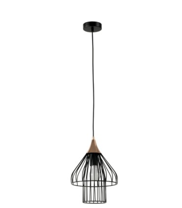 Lámpara Colgante Industrial Negra Diseño Jaula Avalon