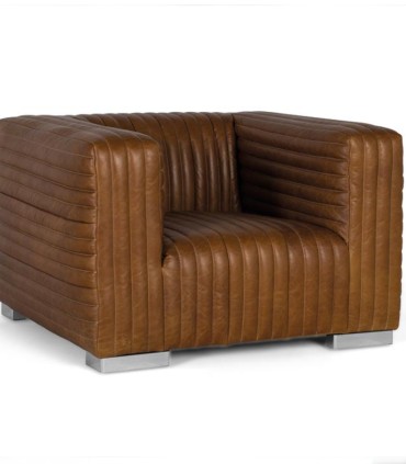 Sillón de Cuero Marrón Vintage Riber