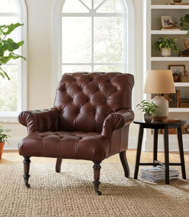 Sillón Chester de Cuero Marrón Vintage Crown