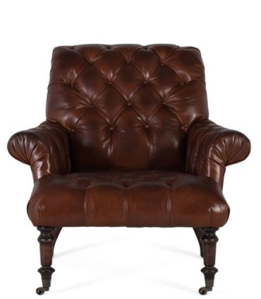 Sillón Chester de Cuero Marrón Vintage Crown