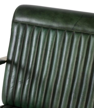 Sillón Lounge de Cuero Verde Esmeralda con Brazos Dorados Royale