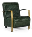 Sillón Lounge de Cuero Verde Esmeralda con Brazos Dorados Royale