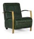Sillón Lounge de Cuero Verde Esmeralda con Brazos Dorados Royale