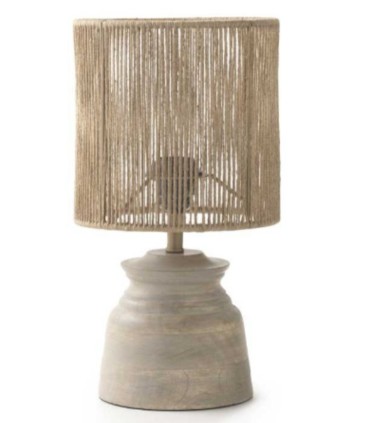 Lámpara de Sobremesa de Yute Natural y Madera Meher