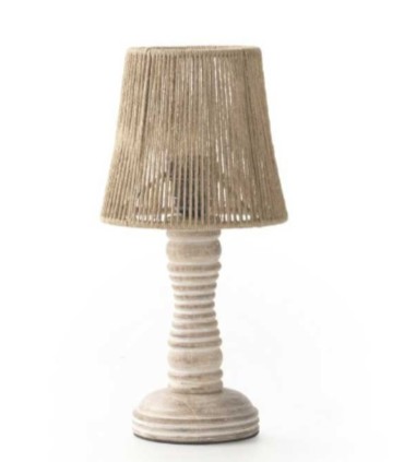 Lámpara de Mesa Artesanal de Yute y Madera Kaysan