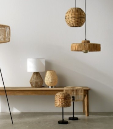 Lámpara de Mesa Artesanal de Fibras Naturales Azad