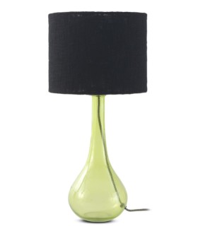 Lámpara De Sobremesa De Cristal Verde Con Pantalla Negra Zaria