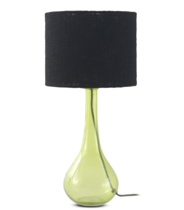 Lámpara De Sobremesa De Cristal Verde Con Pantalla Negra Zaria