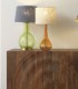 Lámpara de Mesa de Cristal Verde y Pantalla Azul Vintage Amara