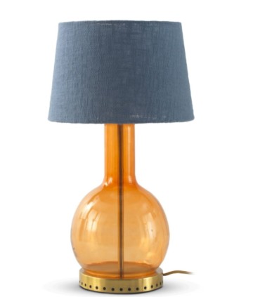 Lámpara de Mesa Ámbar Vintage con Pantalla Azul Sunset