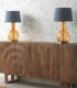 Lámpara de Mesa Ámbar Vintage con Pantalla Azul Sunset