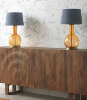 Lámpara de Mesa Ámbar Vintage con Pantalla Azul Sunset