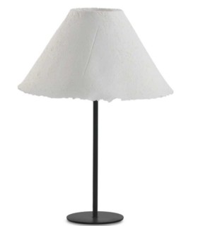 Lámpara de Mesa Artesanal con Pantalla de Papel Maché Blanca Peper
