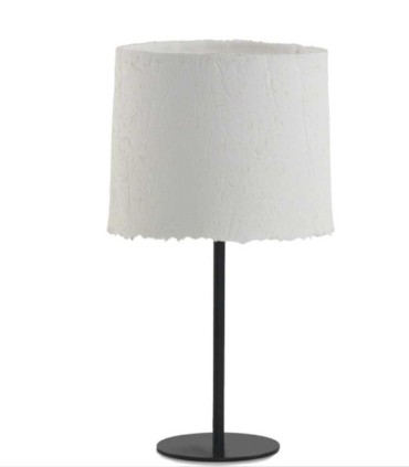 Lámpara de Mesa Cilíndrica de Papel Maché Artesanal Blanca Sirin