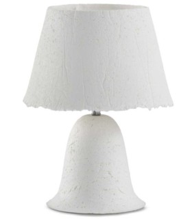 Lámpara de Mesa de Papel Maché Artesanal Blanca Eden