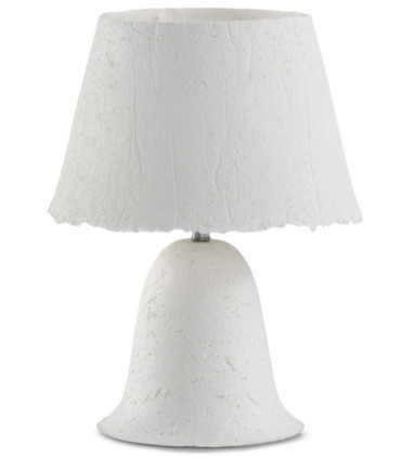Lámpara de Mesa de Papel Maché Artesanal Blanca Eden