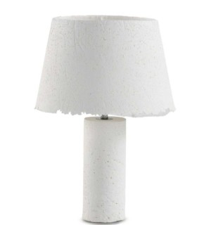 Lámpara de Mesa Cilíndrica de Papel Maché Blanca Artesanal Alba