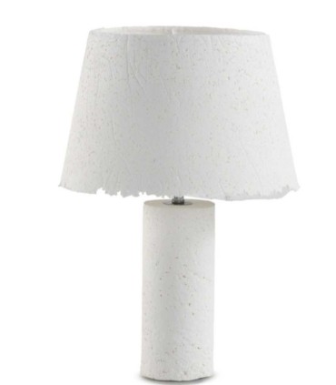 Lámpara de Mesa Cilíndrica de Papel Maché Blanca Artesanal Alba