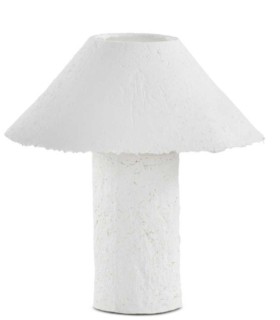 Lámpara de Mesa de Papel Maché Blanca Artesanal Bolinche