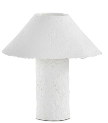 Lámpara de Mesa de Papel Maché Blanca Artesanal Bolinche