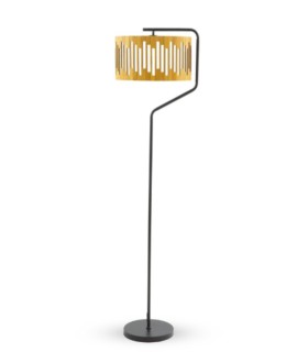 Lámpara de Pie de Madera y Metal con Pantalla Decorativa Natural Kealis