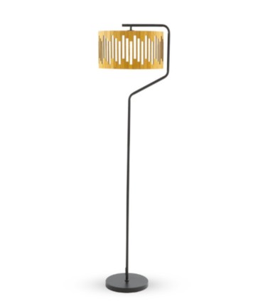 Lámpara de Pie de Madera y Metal con Pantalla Decorativa Natural Kealis