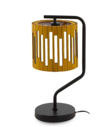 Lámpara de Mesa de Madera y Metal con Pantalla Decorativa Natural Kalila
