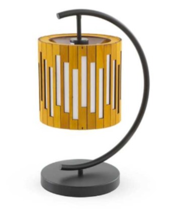 Lámpara de Mesa Artesanal de Madera y Metal Nocas
